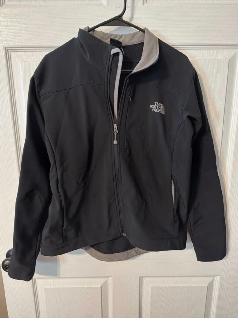 The North Face Black Lightweight Softshell Jacket with Gray Trim